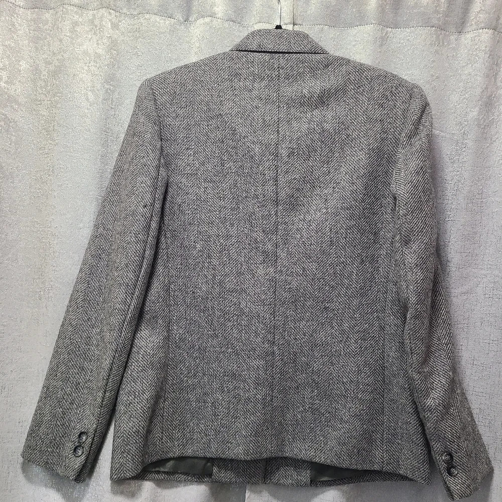 Vtg Harrington Square‎ Herringbone Tweed Wool Blend Blazer 10 Hong Kong